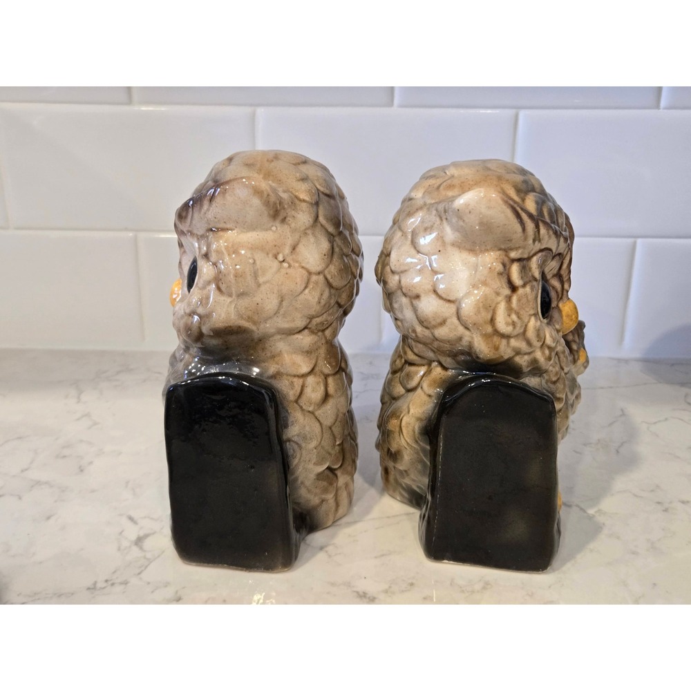 Unbranded Owl Bookends Unisex OS Brown Good Vintage Ceramic Mother Baby Set - Picture 2 of 13